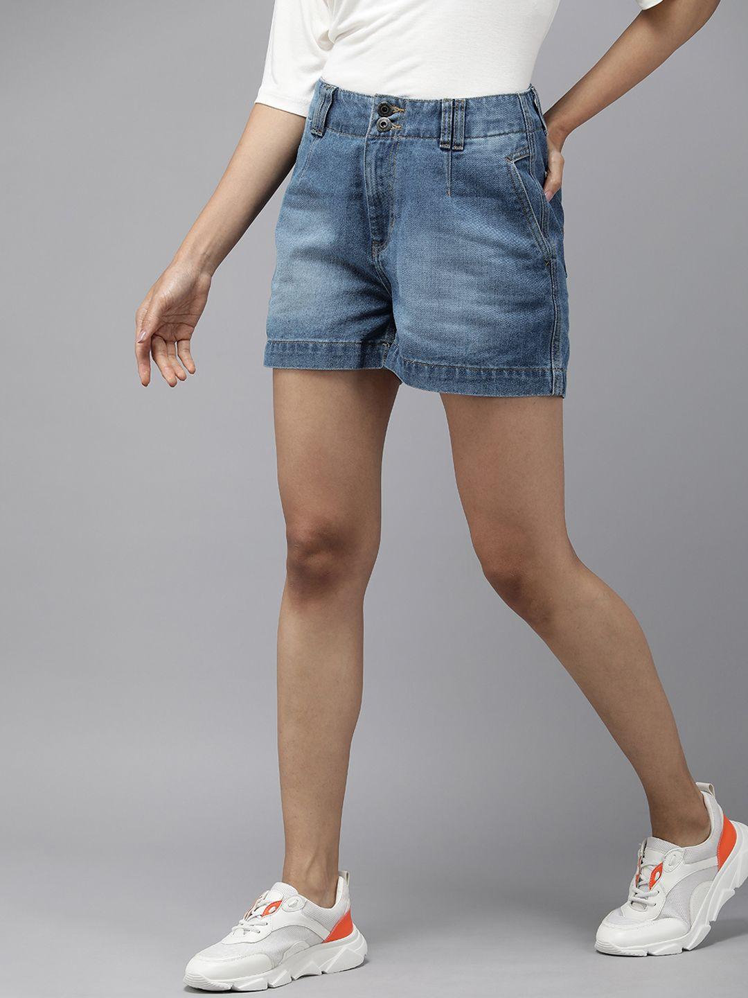 the roadster lifestyle co. women high-rise denim shorts