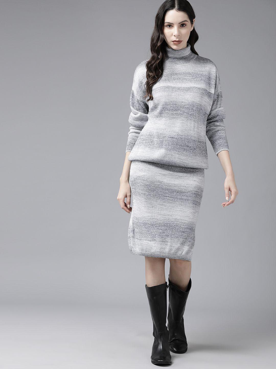 the roadster lifestyle co. women melange effect knitted co-ords