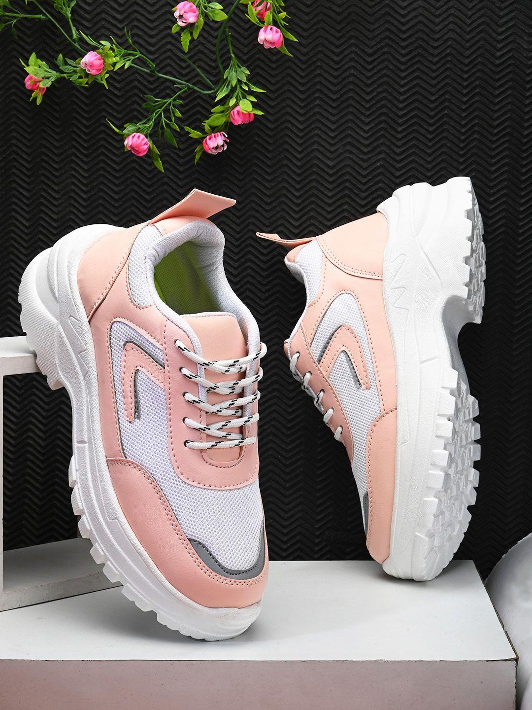 the roadster lifestyle co. women pink colourblocked lightweight sneakers