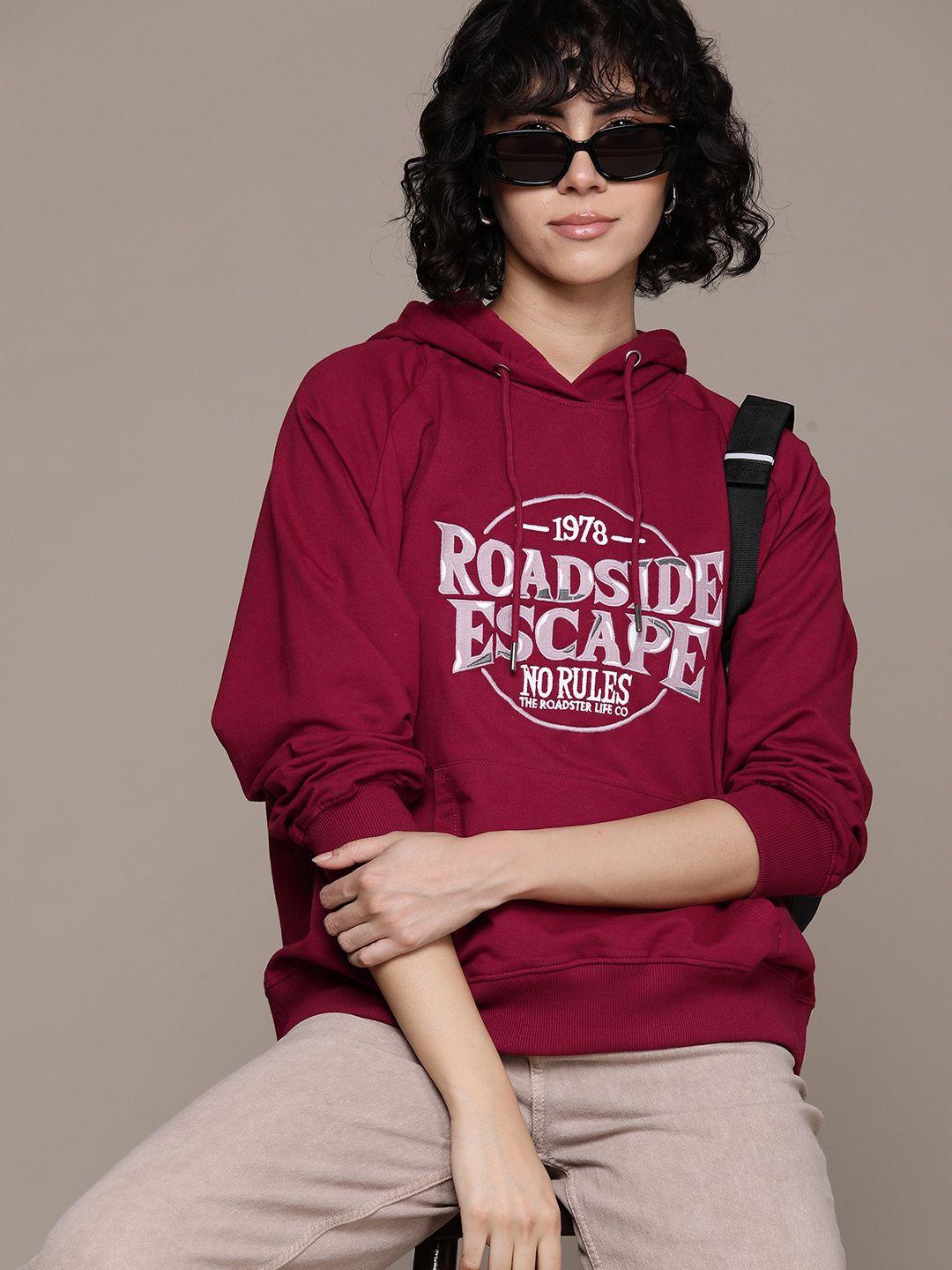the roadster lifestyle co. women printed hooded sweatshirt