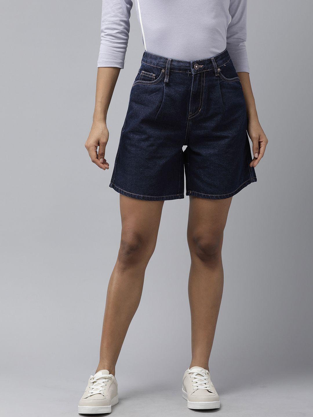 the roadster lifestyle co. women pure cotton denim shorts