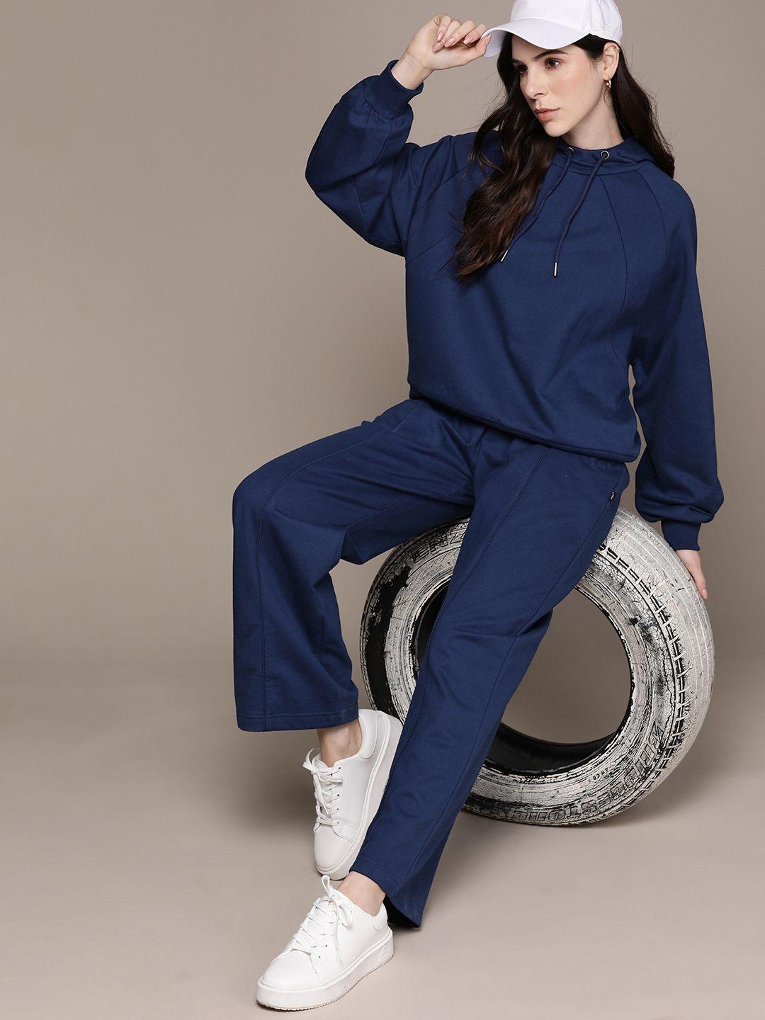 the roadster lifestyle co. women solid knitted sweatshirt co-ord set