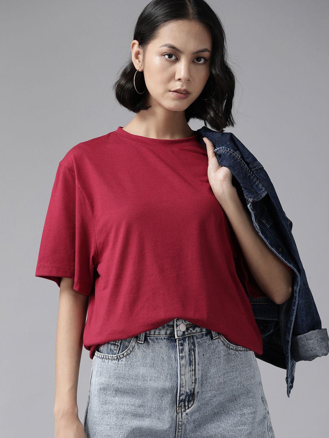 the roadster lifestyle co. women solid loose t-shirt