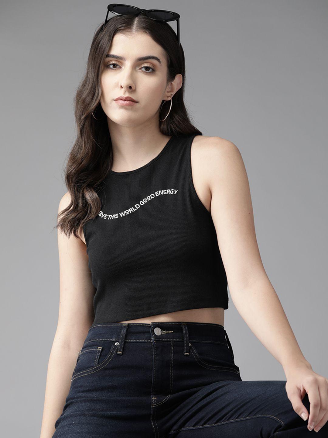 the roadster lifestyle co. women typography printed cropped t-shirt