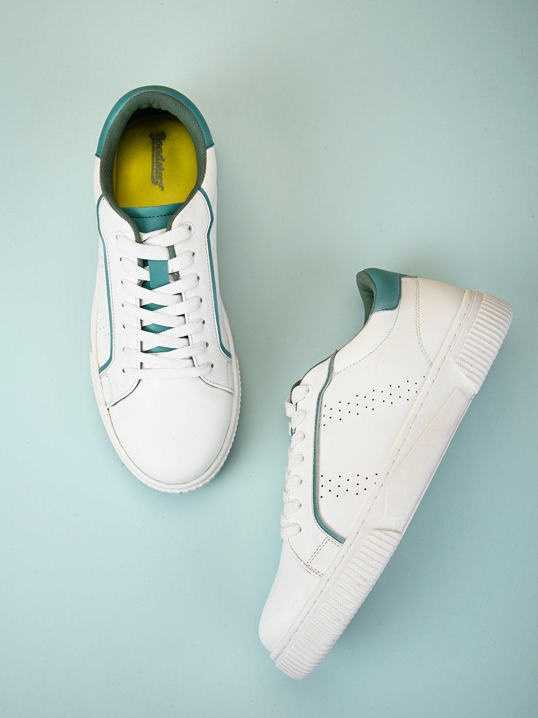 the roadster lifestyle co. women white and green perforated lightweight sneakers