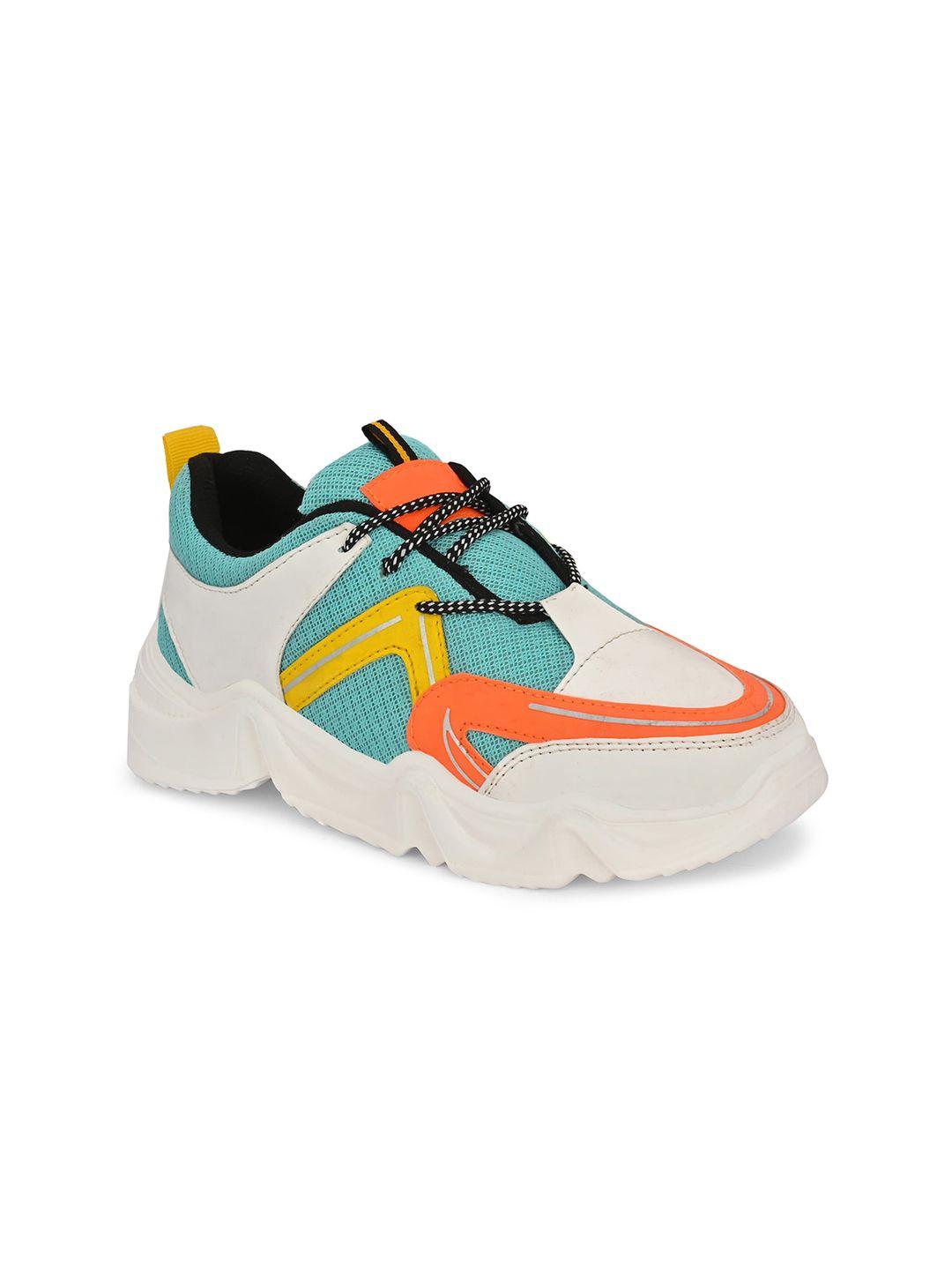 the roadster lifestyle co. women white and orange colourblocked sneakers