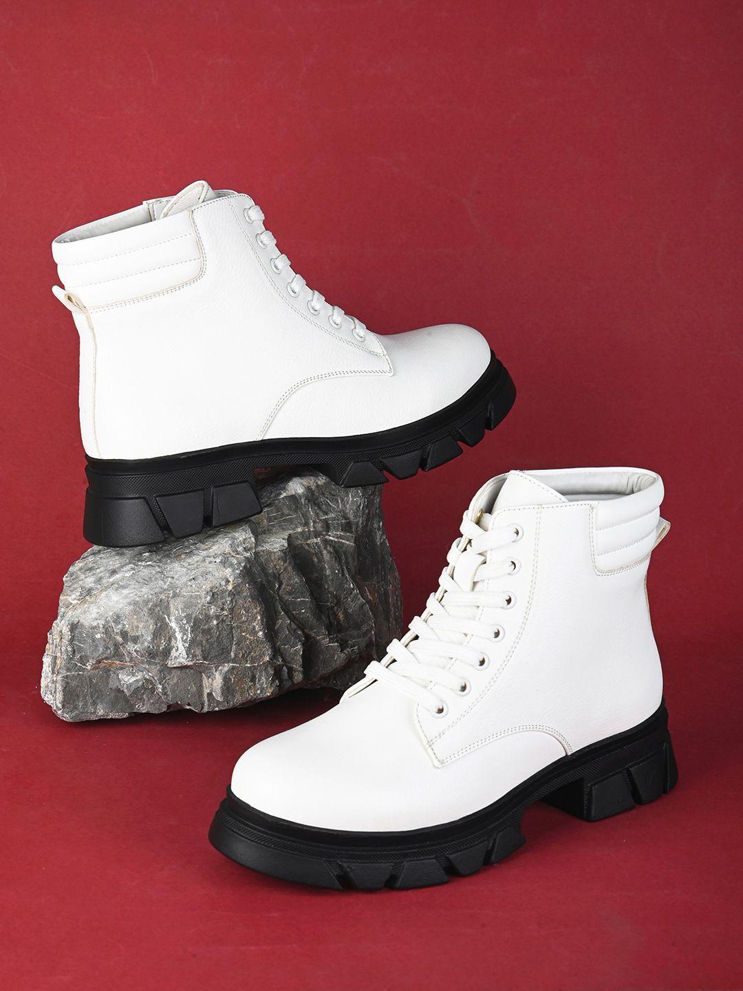 the roadster lifestyle co. women white heeled mid-top regular boots