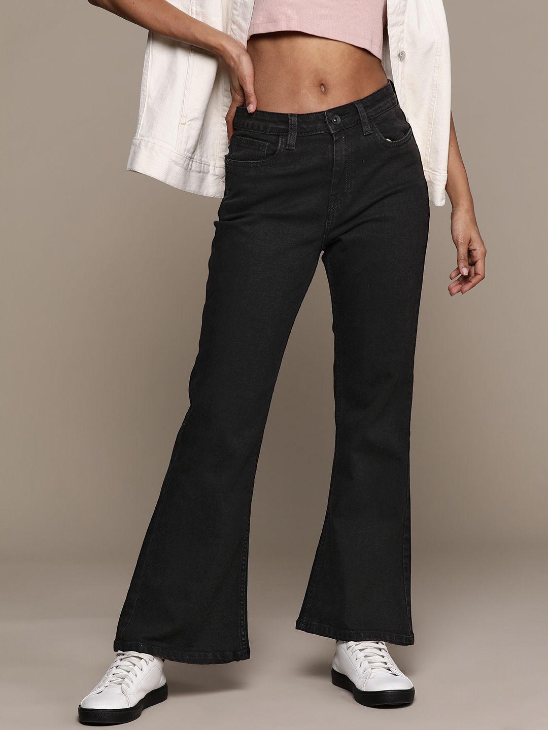 the roadster lifestyle co. women wide leg high-rise stretchable jeans