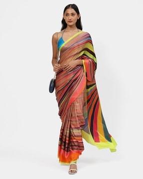 the satin georgette printed parade saree