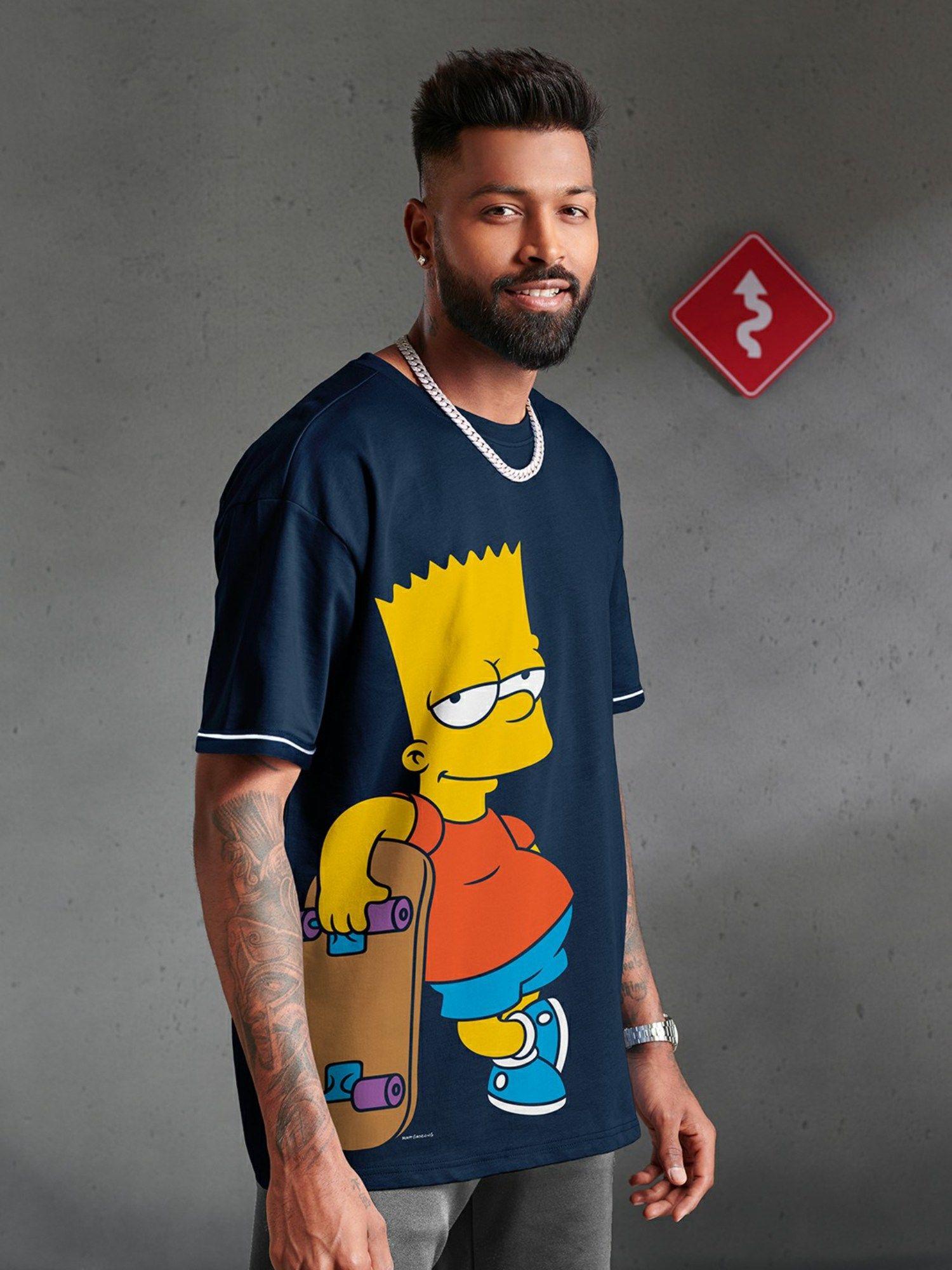 the simpsons flexing like bart simpson oversized t-shirts for men