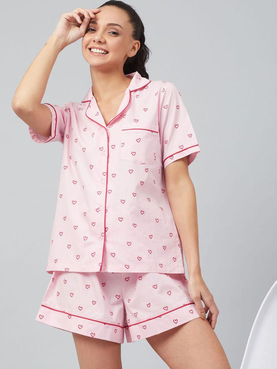 the snug studio conversational printed pure cotton night suit