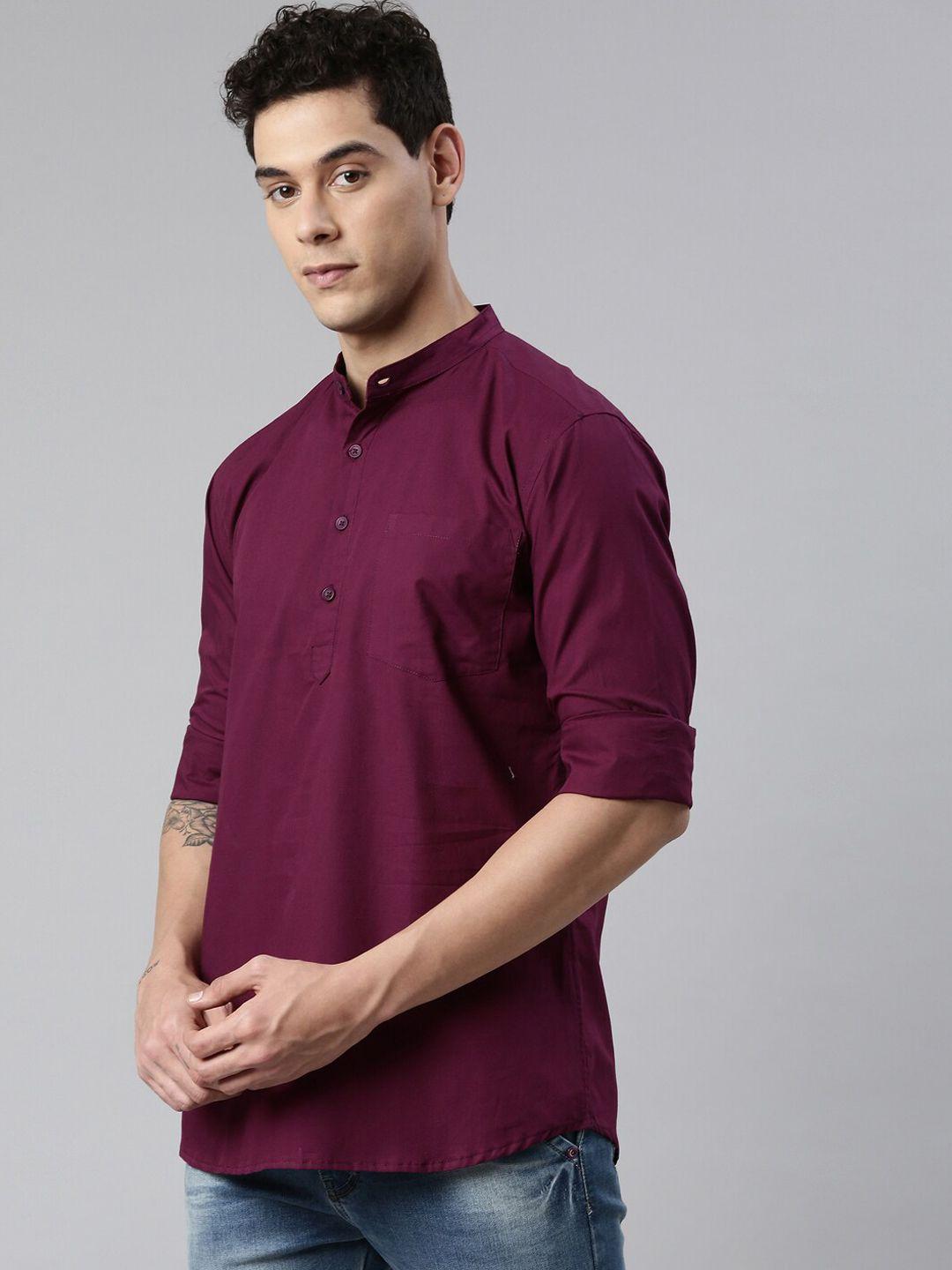 the soul patrol band collar pure cotton short kurta