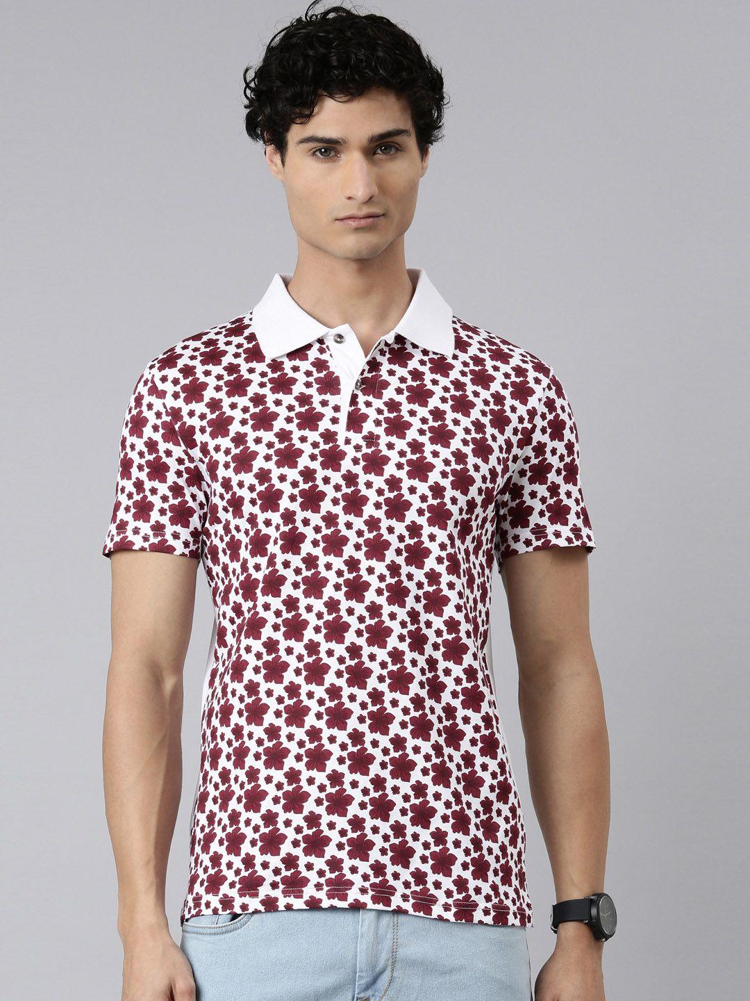 the soul patrol floral printed polo collar pure cotton t-shirt