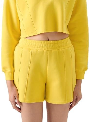 the souled store amber women regular fit solid yellow color cotton and polyester lounge shorts sweatshorts women's sweat shorts athletic lounge gym running workout french terry cotton drawstring