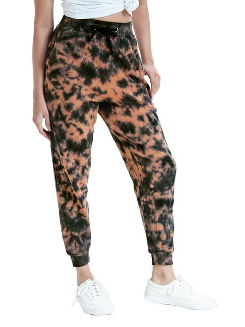 the souled store black & brown tie - dye joggers