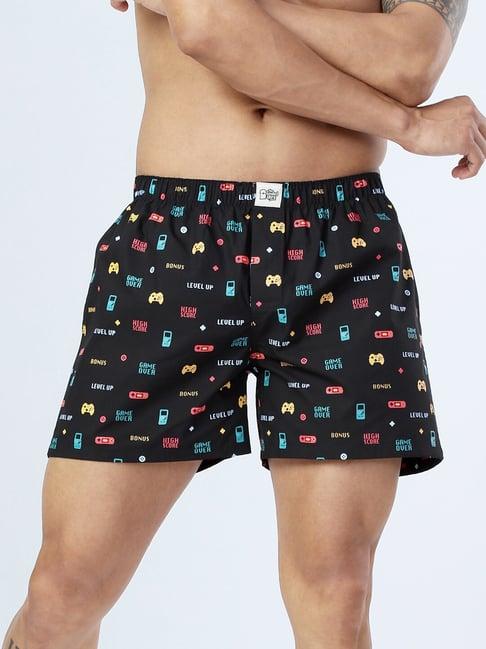 the souled store black 90's gamer printed boxers