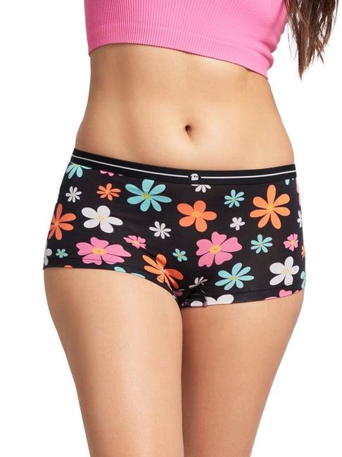 the souled store black floral print hipster panty