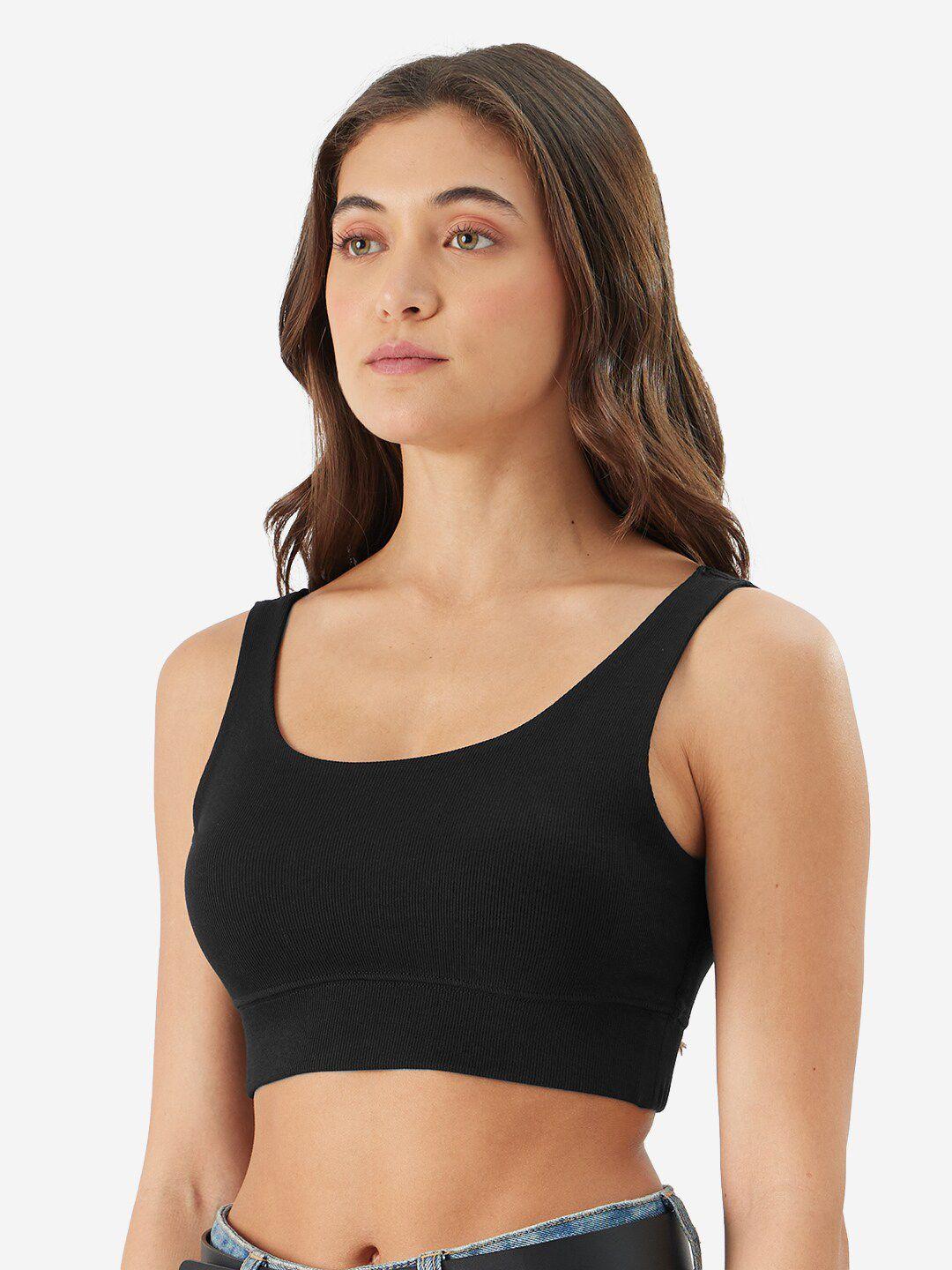 the souled store black full coverage underwired cotton bralette bra all day comfort