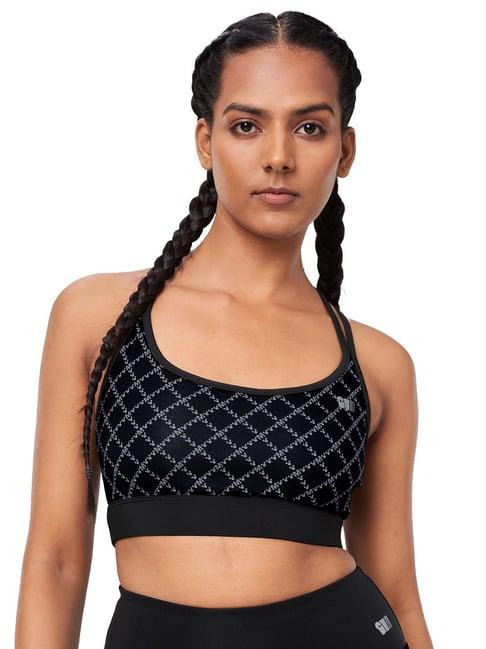 the souled store black printed training sports bra