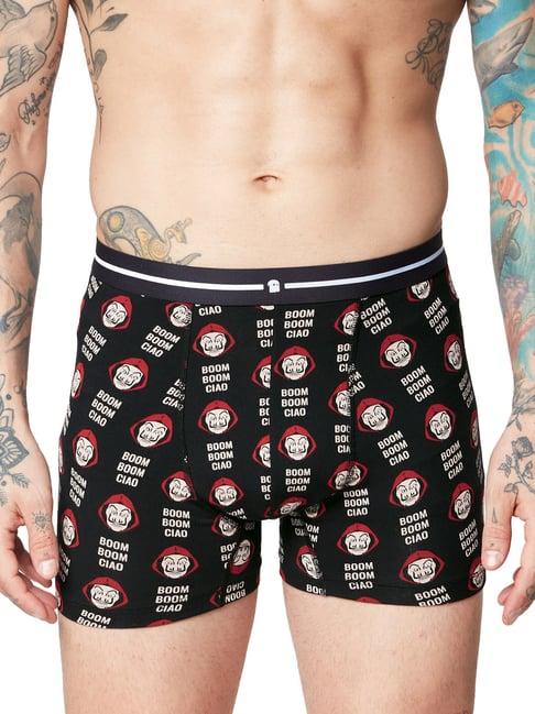 the souled store black regular fit printed trunks