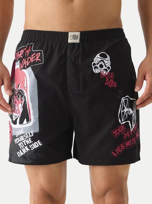 the souled store black regular fit star wars: dark side boxer shorts