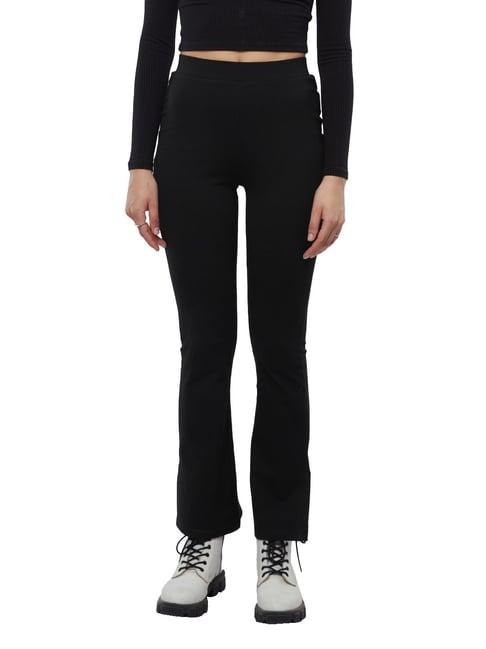 the souled store black relaxed fit mid rise pants