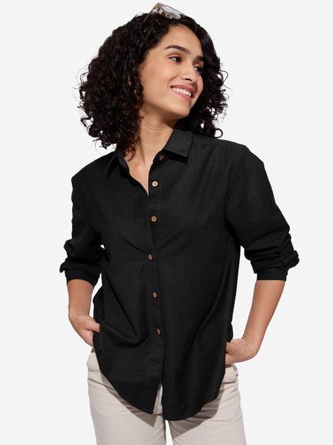 the souled store black relaxed fit shirt