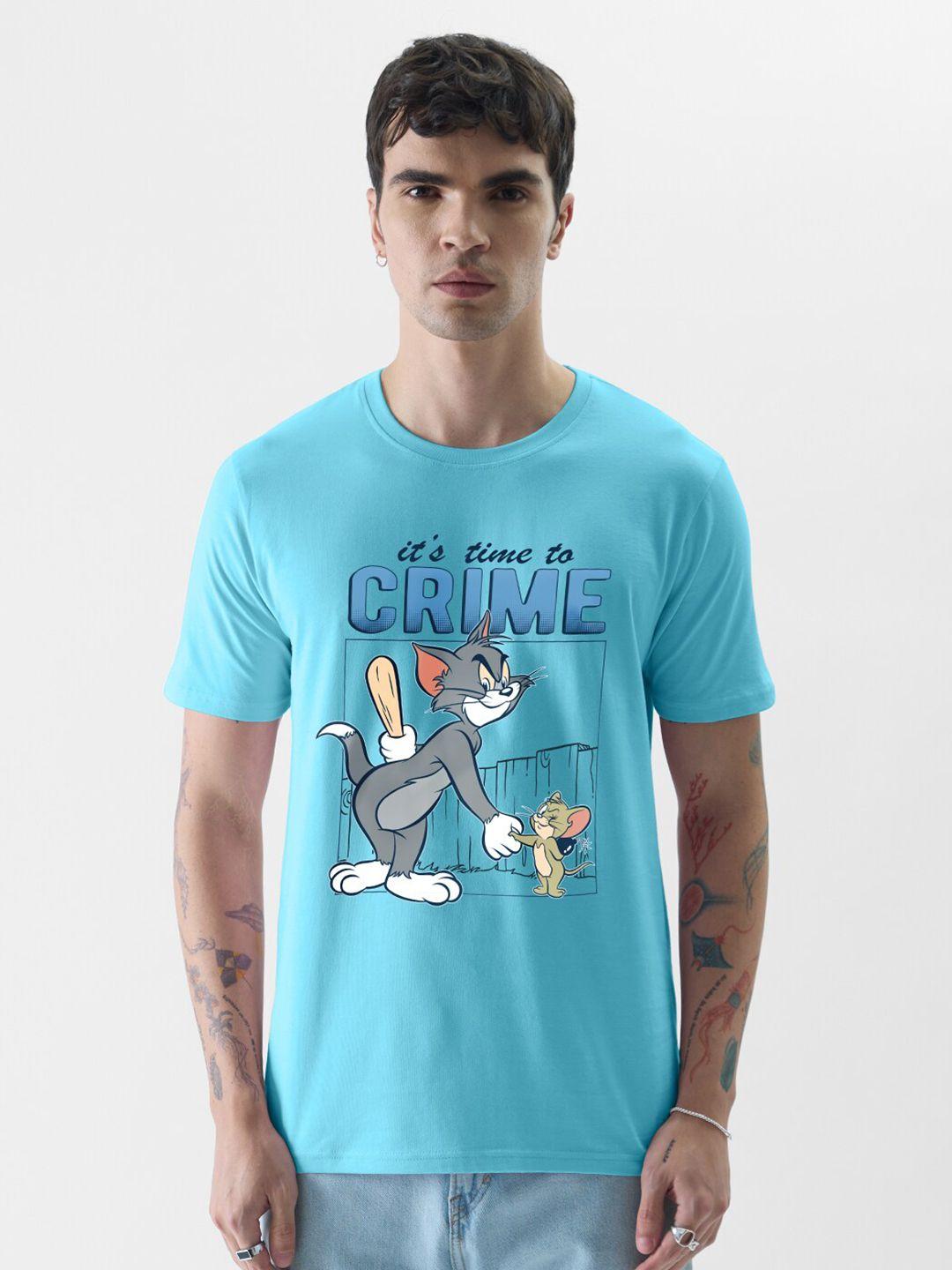 the souled store blue graphic printed tom & jerry pure cotton t-shirt