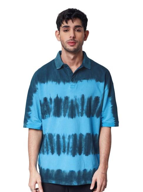 the souled store blue loose fit oversized polo t-shirt