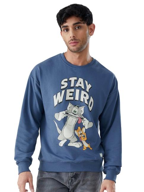 the souled store blue round neck tom & jerry oversized sweatshirt