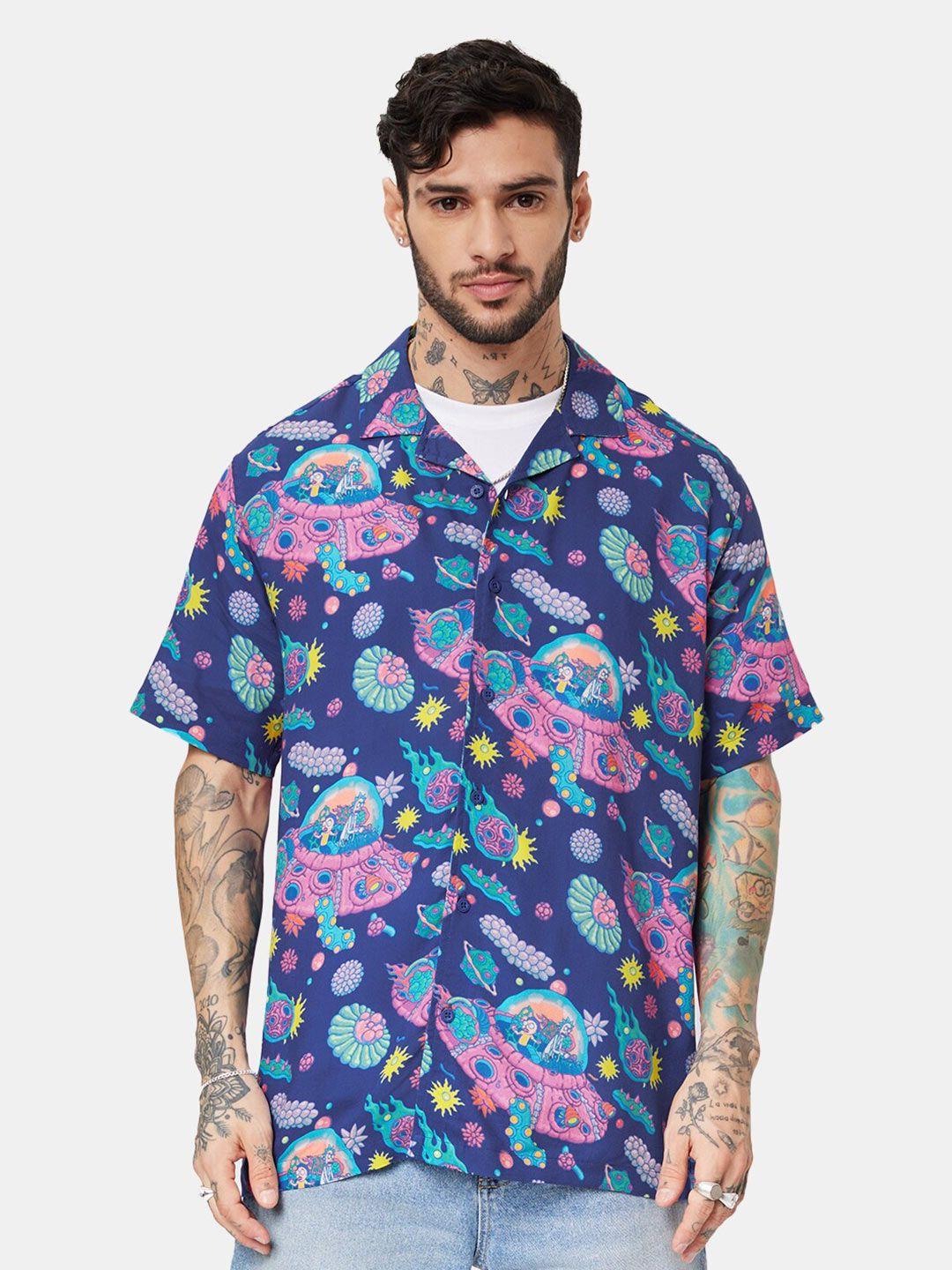 the souled store blue standard floral printed casual shirt