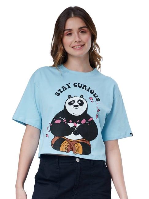 the souled store blue stay curious printed oversized t-shirt