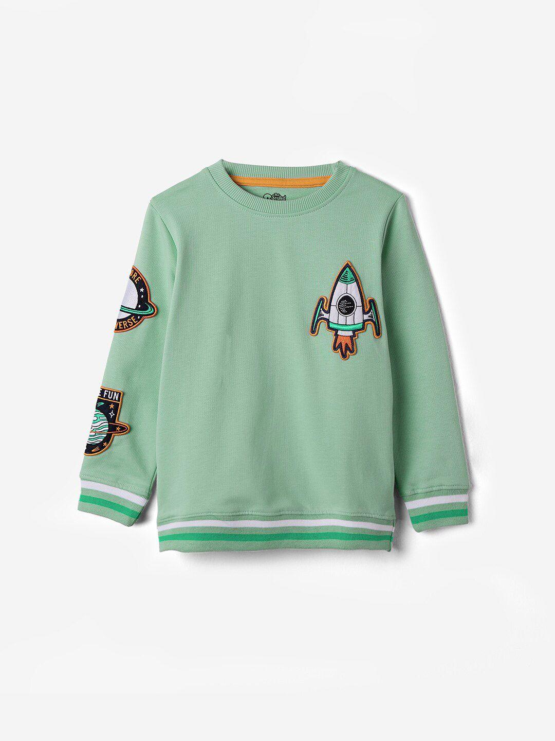 the souled store boys green printed sweatshirt