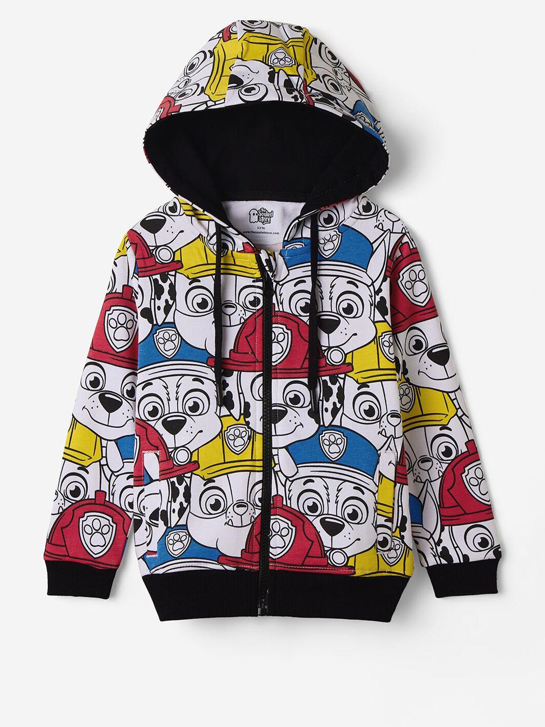 the souled store boys paw patrol printed hooded front-open sweatshirt