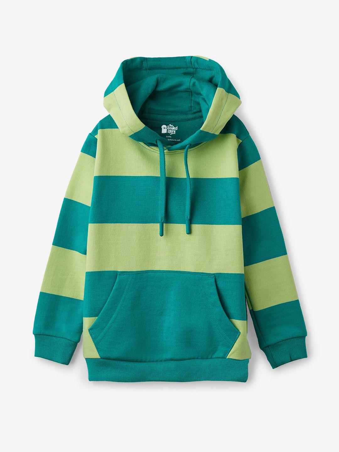 the souled store boys striped hooded pure cotton pullover