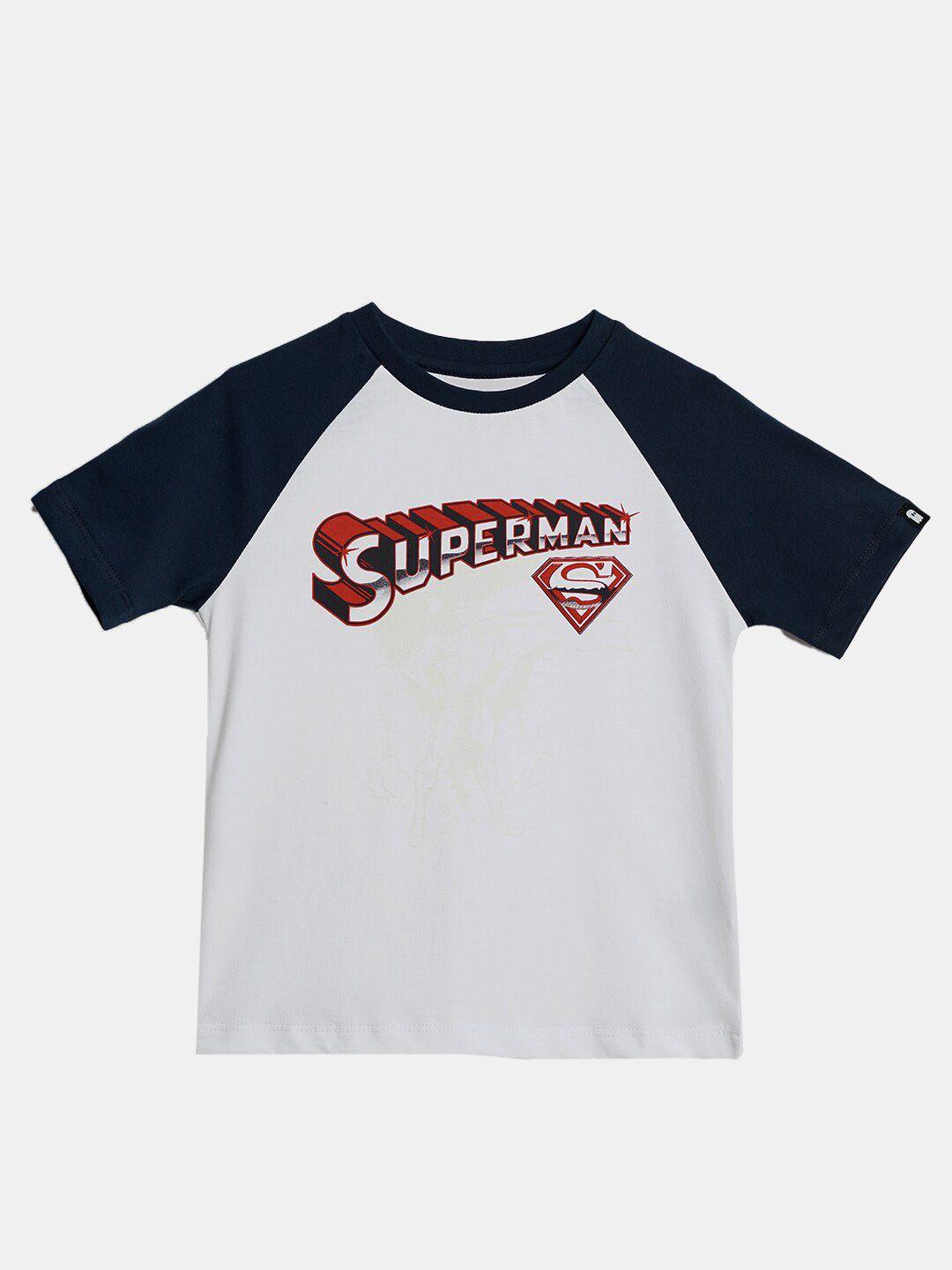 the souled store boys white typography superman colourblocked t-shirt