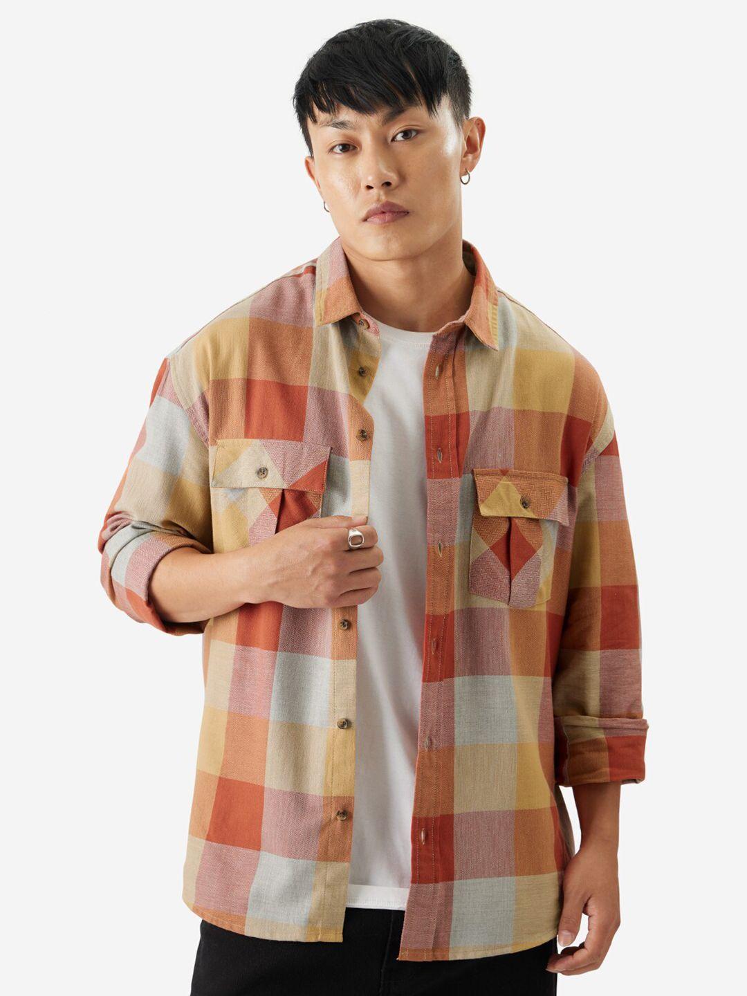 the souled store buffalo checks opaque cotton oversized casual shacket
