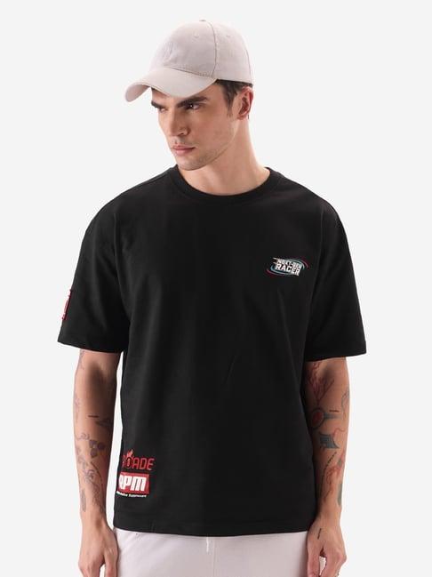 the souled store cars: lightning mcqueen black oversized t-shirt