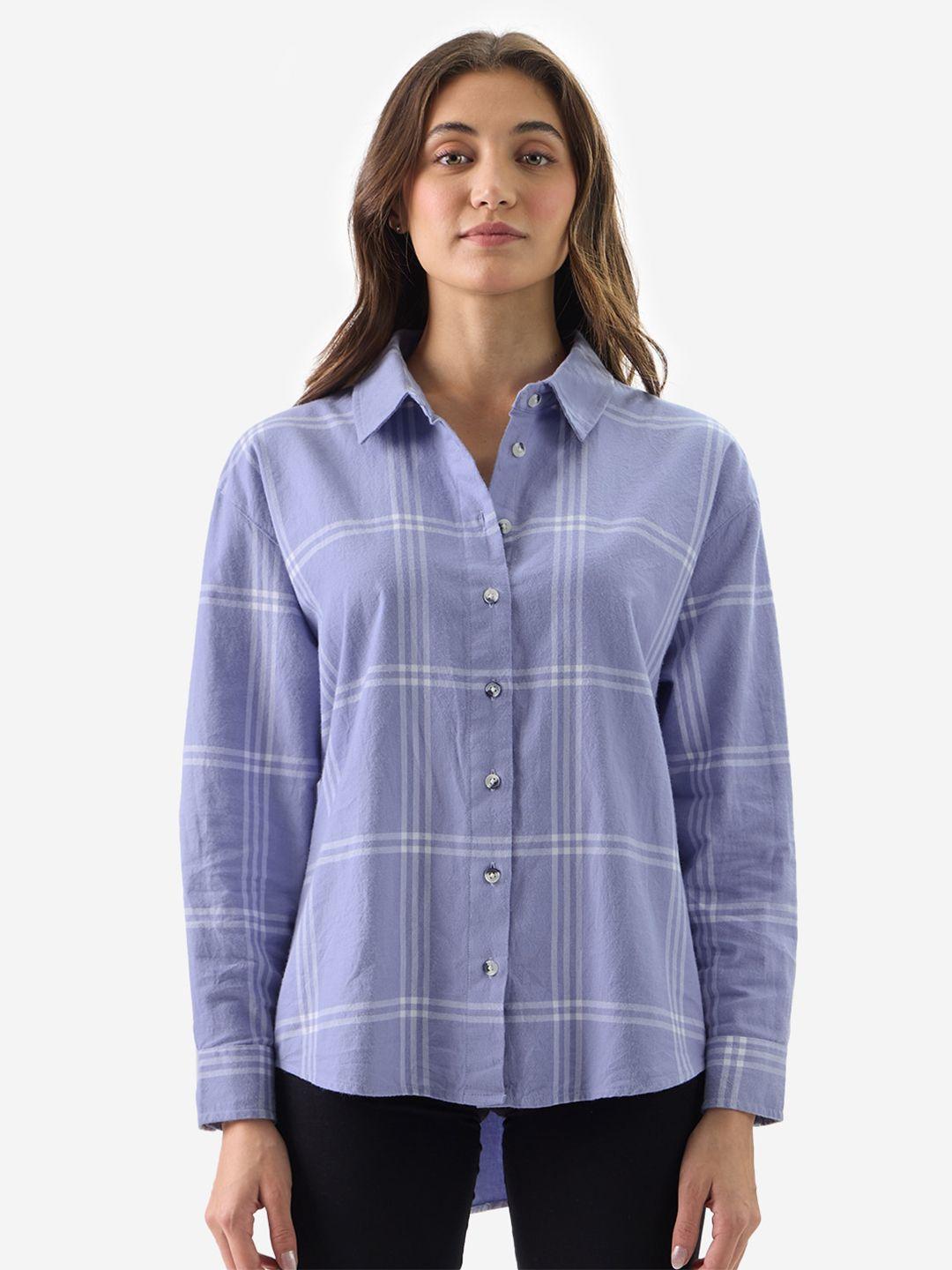 the souled store checked opaque cotton oversized casual shirt