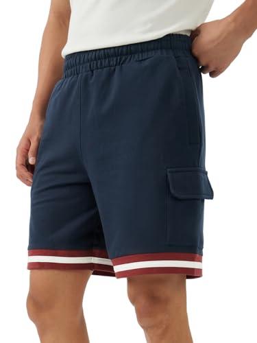 the souled store color block: cayenne men and boys elasticated cotton bermuda shorts
