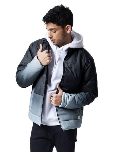 the souled store dark grey regular fit gangsta puffer jacket