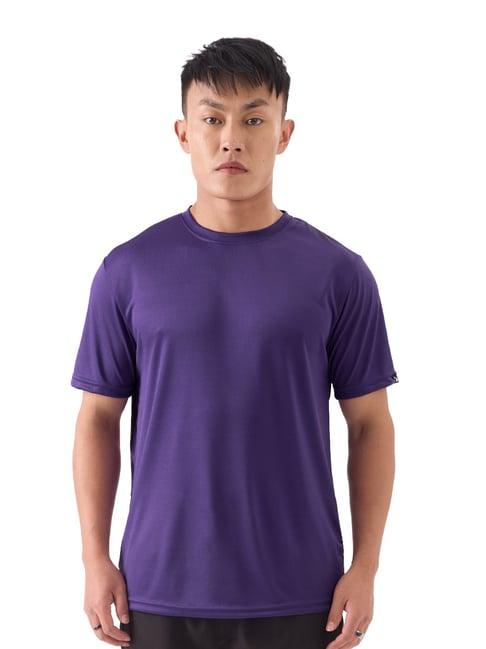 the souled store dark purple regular fit sports t-shirt