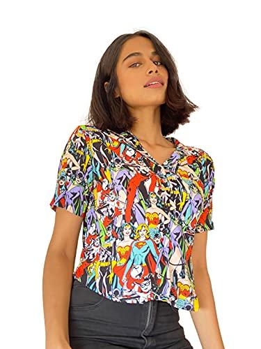 the souled store dc: girl gang womens and girls graphic printed cotton women hawaiian shirts multi-colored women summer shirts fashionable trendy graphic prints pop culture merchandise