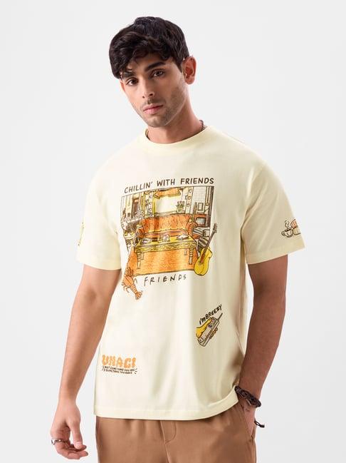 the souled store f.r.i.e.n.d.s: chillin' beige regular fit t-shirt