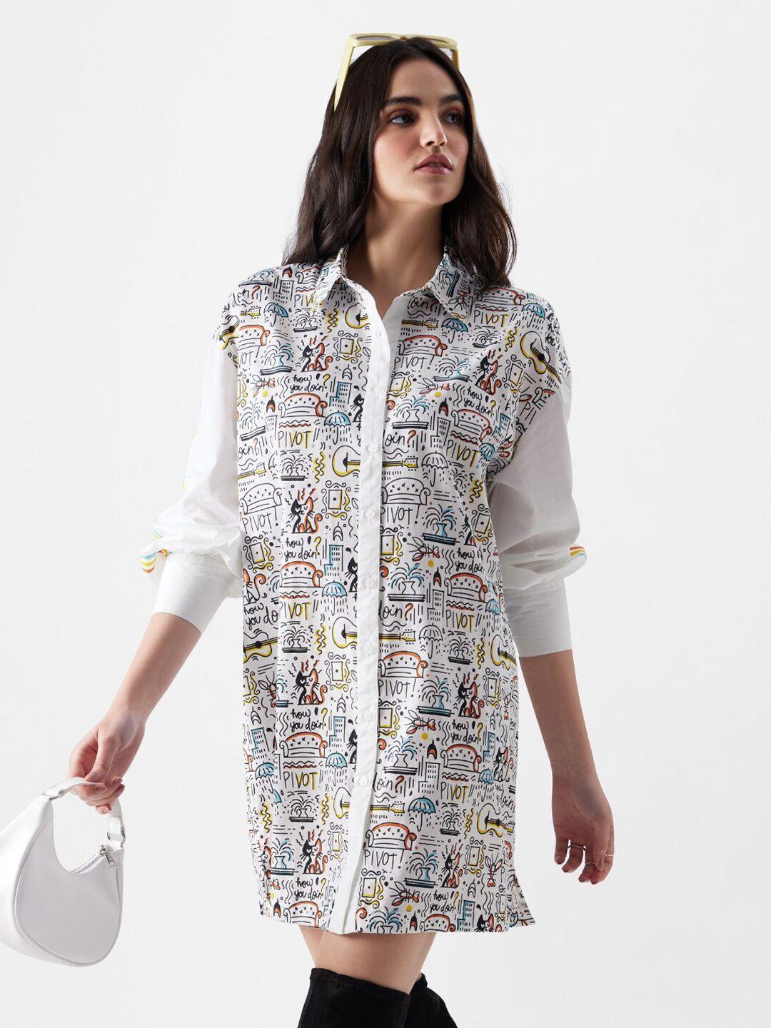 the souled store friends printed pure cotton shirt mini dress