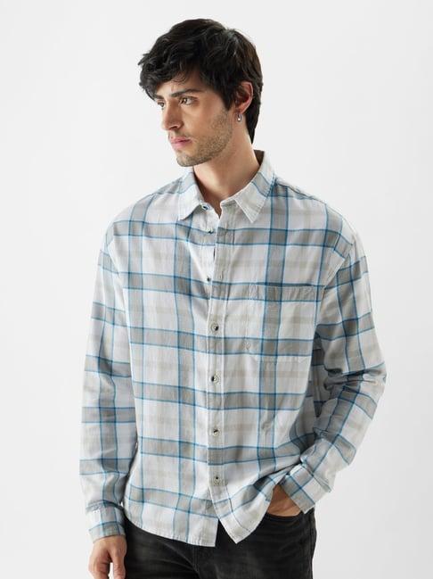 the souled store glacier grey loose fit shirt