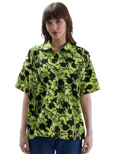 the souled store green cotton printed shirt