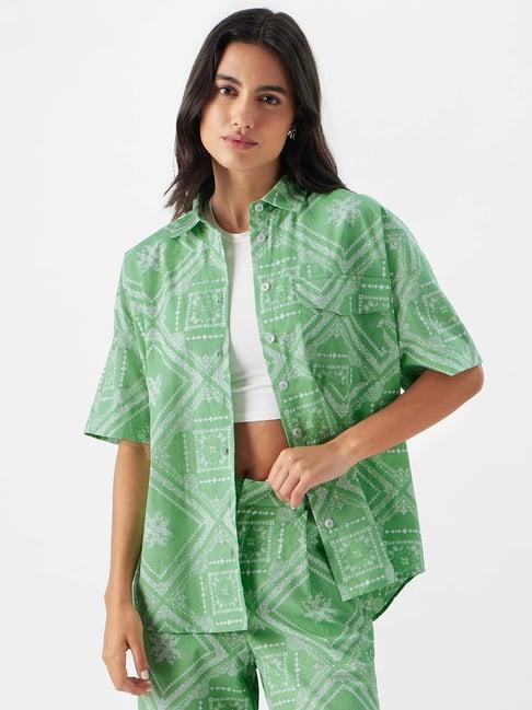the souled store green cotton printed shirt