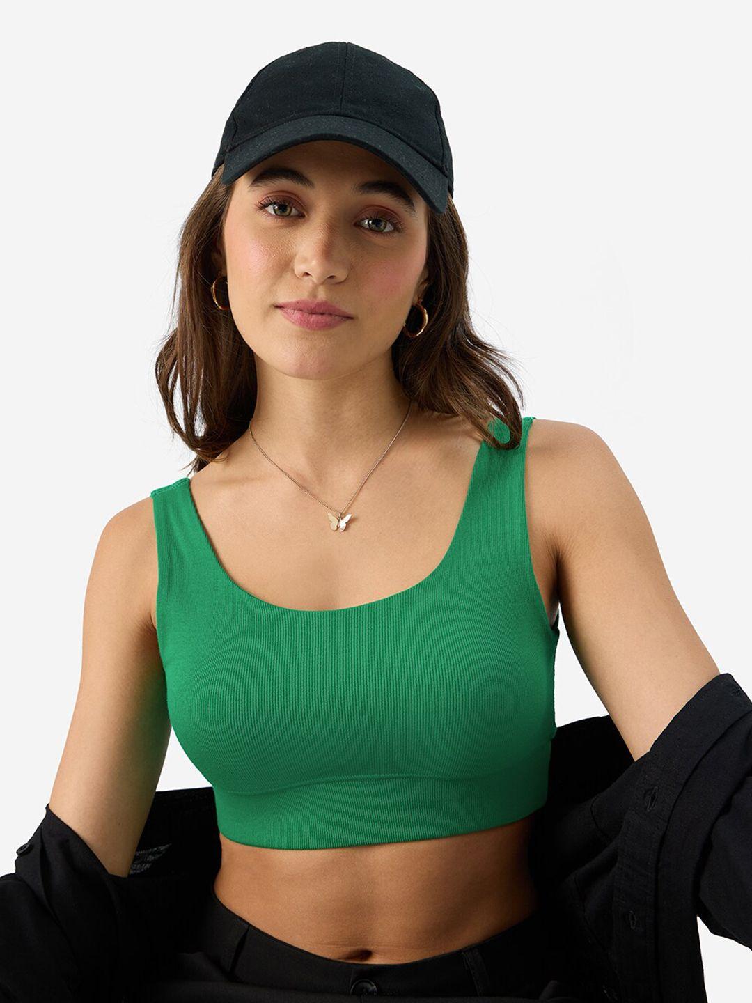 the souled store green full coverage underwired cotton bralette bra all day comfort