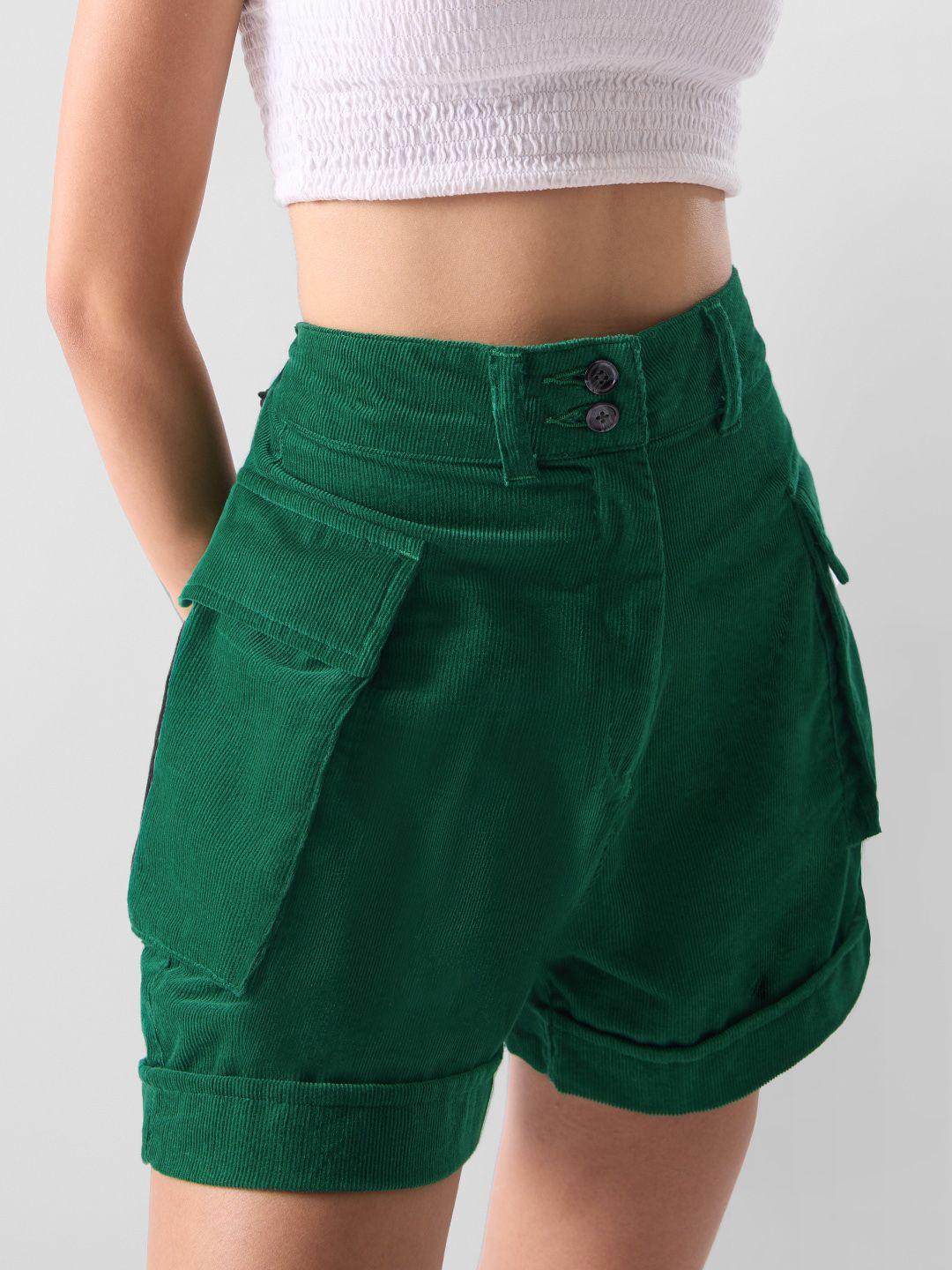 the souled store green mid rise shorts
